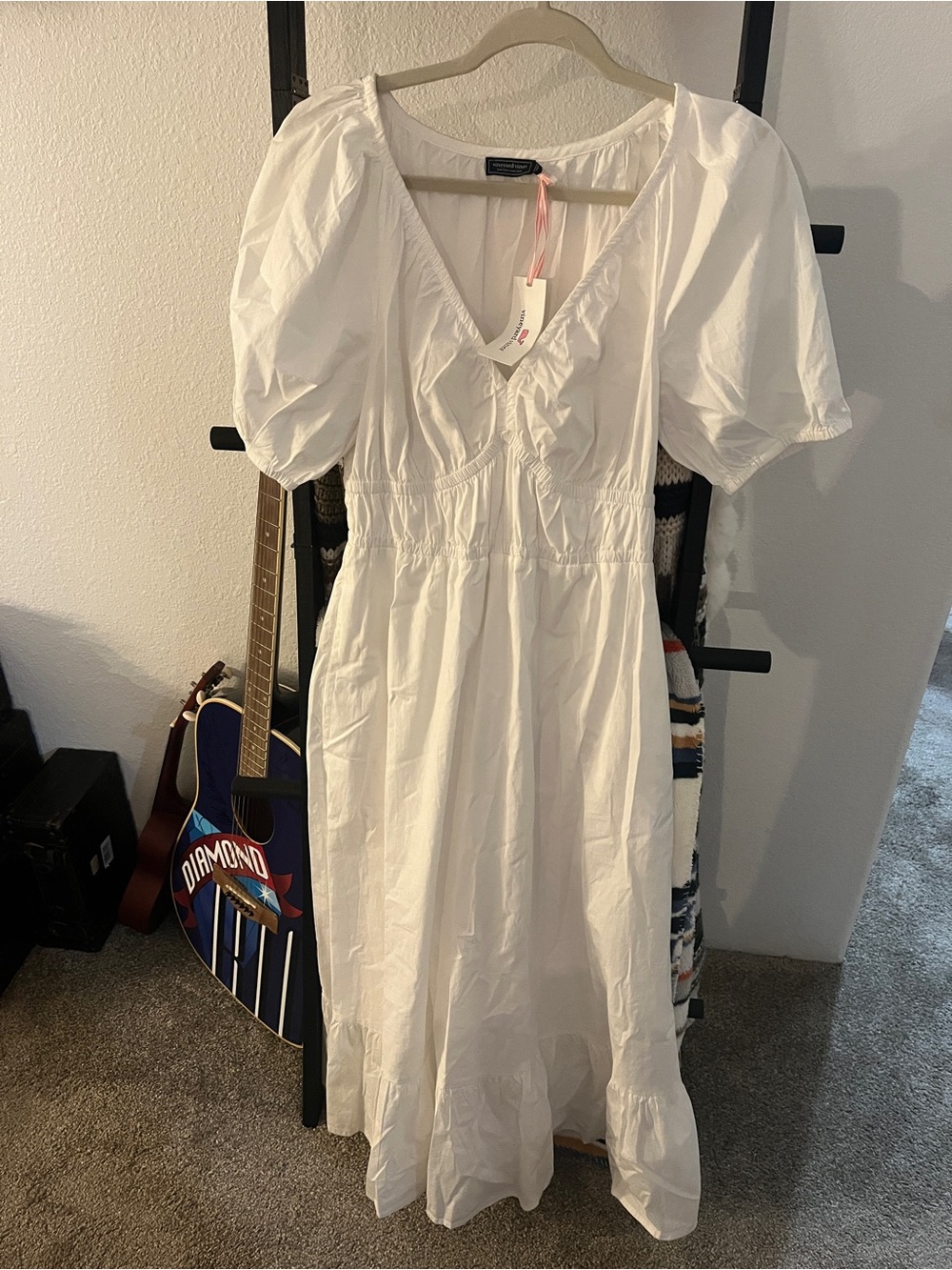 Vineyard Vines White V-Neck Puff Sleeve Maxi Dress - Picture 2 of 8